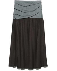 Bimba Y Lola - Melange And Two-Material Gathered A-Line Skirt - Lyst
