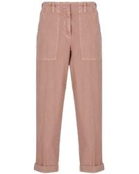 Peserico - Pantalones Con Bolsillos De Parche Y Dobladillo Con Vuelta - Lyst