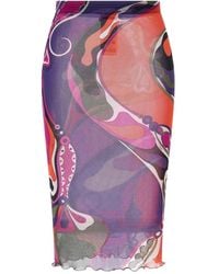 PUCCI - Orchidee-print tulle skirt - Lyst