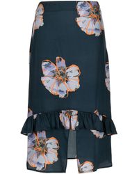 PS by Paul Smith - Floral-print Ruffled Midi Skirt - Lyst