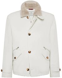 Brunello Cucinelli - Padded Shearling-Collar Bomber Jacket - Lyst
