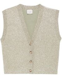 Alysi - Glitter-Effect V-Neck Button-Up Vest - Lyst