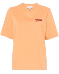 Maison Kitsuné - T-shirt en coton à logo brodé - Lyst