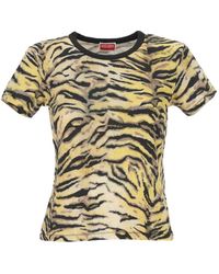 KENZO - Tiger-Print Crew-Neck T-Shirt - Lyst