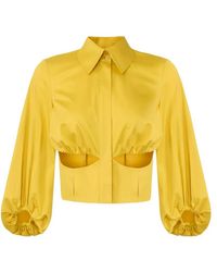 Elisabetta Franchi - Balloon-Sleeves Cut-Outs Shirt - Lyst