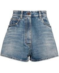 Prada - Jeans-Shorts mit hohem Bund - Lyst