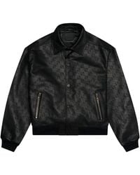 PLACE OF ELMS - Debossed Leather Bomber Jacket - Lyst