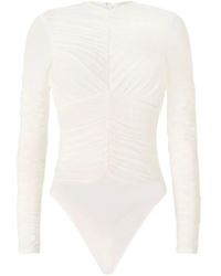 Genny - Ruched Long-Sleeve Bodysuit - Lyst