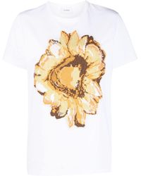Barrie - Floral-motif Patch Cashmere T-shirt - Lyst