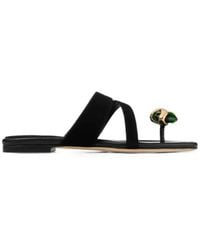 Jimmy Choo - Emeri Stone Flat And Clover Suede Flat Sandals - Lyst