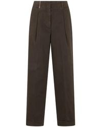 Peserico - Pleated-Detail Turn-Up Wide-Leg Trousers - Lyst