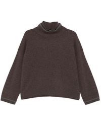 Brunello Cucinelli - Gerippter Pullover mit Stehkragen - Lyst