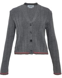 Thom Browne - Ribbed-Knit V-Neck Cardigan - Lyst