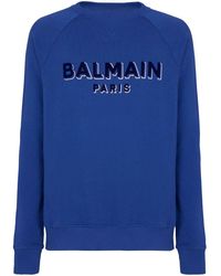 Balmain - Logo-flocked Cotton Sweatshirt - Lyst