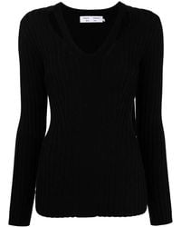 Proenza Schouler - Merino Rib Knit V-Neck Jumper - Lyst