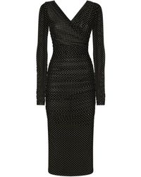 Dolce & Gabbana - Polka-dot Tulle Midi Dress - Lyst