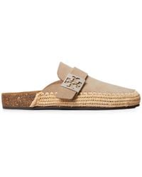 Tory Burch - Mellow Logo-Plaque Raffia Flat Mules - Lyst