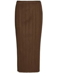 Issey Miyake - Pleated Midi Skirt - Lyst