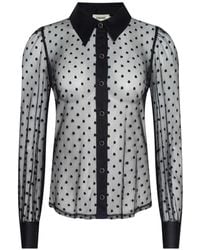 L'Agence - Sophia Polka-Dot Mesh Blouse - Lyst