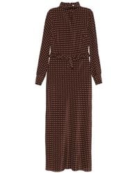 Alessandra Rich - Polka Dot Print High-Neck Midi Dress - Lyst