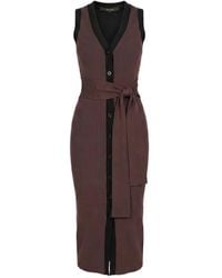 Toccin - Victoria Tie-Front Ribbed-Knit Midi Dress - Lyst