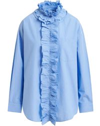 Essentiel Antwerp - Stripe-Pattern Ruffle-Detail Shirt - Lyst