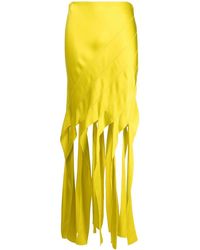 Stella McCartney - Fringe-Hem Satin-Finish Skirt - Lyst