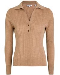 Veronica Beard - Button-Down Geribbelde Polotop - Lyst