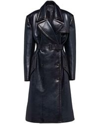 Prada - Double-breasted Leather Trench Coat - Lyst