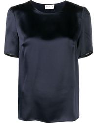 P.A.R.O.S.H. - Short-Sleeve Silk Satin Blouse - Lyst