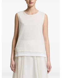 Peserico - Drawstring-Side Layered-Hem Top - Lyst