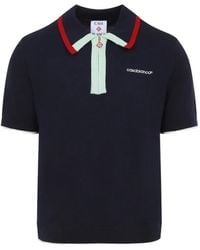 CASABLANCA - Logo-Embroidered Zip-Up Polo Shirt - Lyst