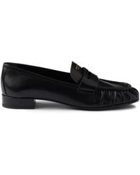 Prada - Leren Loafers Met Plooien - Lyst