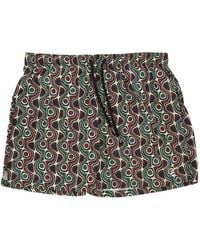 TOOCO - Abstract-Print Drawstring Swim Shorts - Lyst