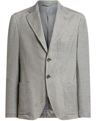 Etro - Wool-Blend Jersey Travel Jacket With Houndstooth Motif - Lyst