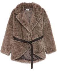 P.A.R.O.S.H. - Jacke Aus Faux Fur Mit Gürtel - Lyst