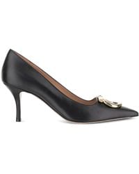 Ferragamo - 70Mm Maxi Gancini Leather Pumps - Lyst