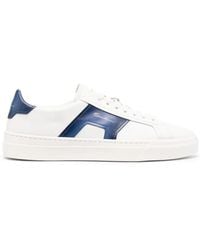 Santoni - Double Buckle Low-Top Leather Sneakers - Lyst
