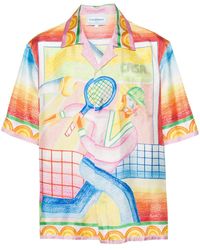 Casablancabrand - Crayon Tennis Player Silk Shirt - Lyst