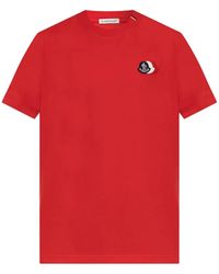 Moncler - T-Shirt With Logo Patch - Lyst