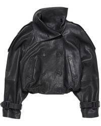 Acne Studios - Double-Breasted Buckled-Cuffs Leather Jacket - Lyst