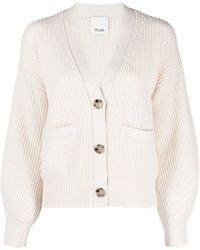 Allude - V-neck Ribbed Cardigan - Lyst