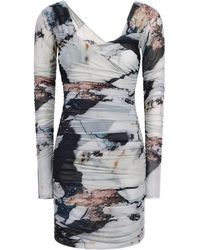 Roberto Cavalli - Mini-Jurk Met Print En Ruches - Lyst