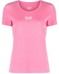 EA7 - Logo-print Cotton-blend Jersey T-shirt - Lyst