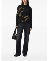 AllSaints - Embroidered Crew-Neck Sweater - Lyst