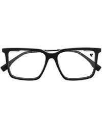 Karl Lagerfeld Eckige Brille mit Logo-Schild - Schwarz