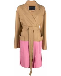 DSquared² - Two-tone Tie-fastening Coat - Lyst