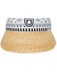 Ferragamo - Arabesque-Print Straw Visor - Lyst