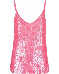 P.A.R.O.S.H. - Sequined Sleeveless Tank Top - Lyst