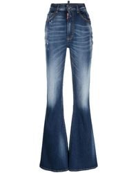DSquared² - Flare Washed Denim Pants - Lyst